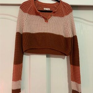 Aeropostale Coral and Cream Knit Cardigan